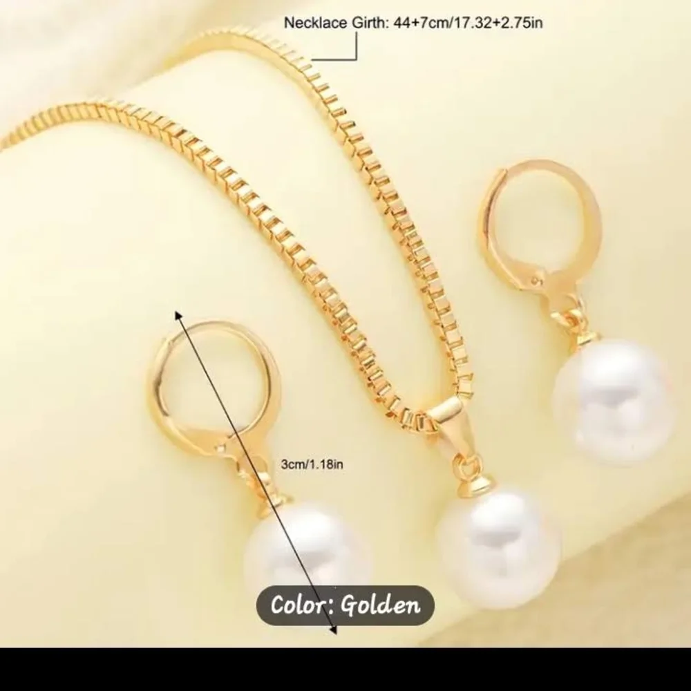 NEW Elegant Golden-tone and Immitation  Pearl Jewellery Set - Picture 3 of 6
